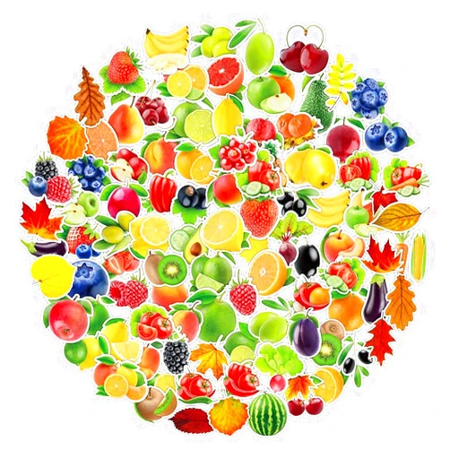 Dslalaly 100 Pcs Fruits & Vegetables Stickers Aethetic Water Bottle Stickers Vinyl Stickers for Flasks Computer Laptop Tablet Phone Luggage Car Bike Educational Labels Classroom Decoration Sticker (Fruit)