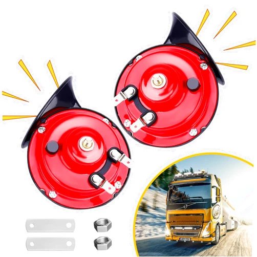 Animgrth 2PCS 12V 300DB Super Loud Truck Train Horn, Car Air Electric Snail Double Horn, Waterproof Horn Replacement Kit for Any 12V SUV Motorcycle Pickup Jeep Lorries Cars Boats