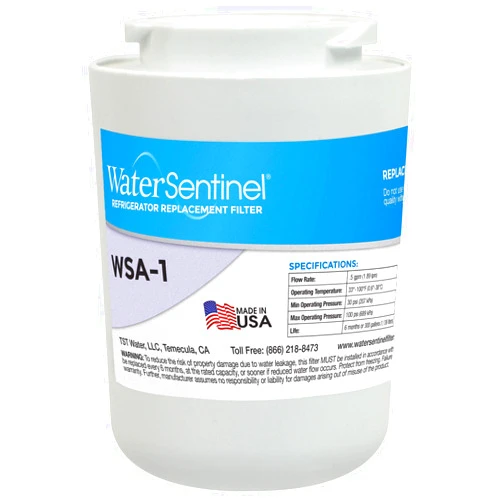 WaterSentinel WSA-1 Refrigerator Water Filter Replacement for Drinking Water Filtration, Fits Amana WF30, WF40, WF401, Sears Kenmore 46-9014, and more, Carbon Block