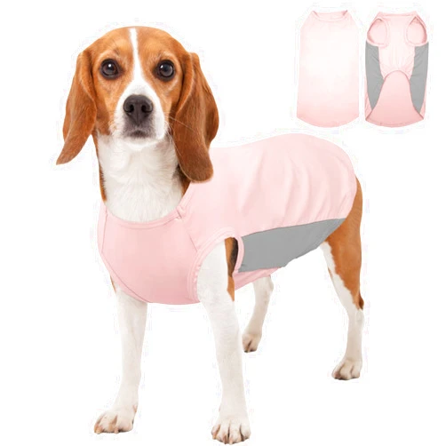 Kuoser Dog Cooling Vest, Sun Protection Puppy T-Shirts, Quick Dry Dog Summer Clothes for Medium Dogs Boy Girl Pink L