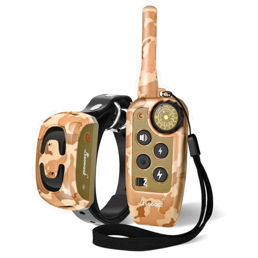 SODOG Electric Shock Collar - Dog Training Collar with Remote 2000ft, Waterproof Dog Shock Collar for Medium Large Dogs with Strong Vibration&Beep, Rechargeable E Collar with 2 Collar Straps (Desert Camo)