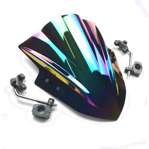 Tughjnbmdfslkeefj Motorcycle Windshield WindscreenMotorcycle Windscreens Adjustable Bracket Fit for Kawasaki ER6N ER4N for Yamaha MT125 FZ1 FZ6 FZ8 MT-01 MT03 MT07 MT09(Color:Lridium B) (Lridium B)