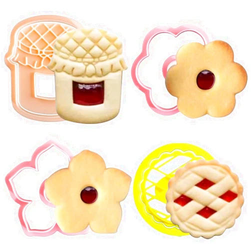 RUIYDZ 3D Jam Sandwich Cookie Cutters Flower Cookie Cutter Biscuit Cutters for Baking Plastic Cookie Stamps Cookie Press Mold Jam Biscuit Cutter Cookie Mold Fondant Molds Sandwich Cookies Baking Supplies