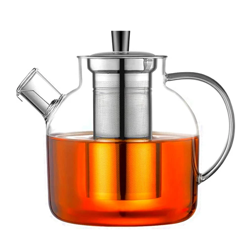 Ehugos 1500ml(50oz) Glass Teapot with Removable Infuser, Ehugos Stovetop Safe Large Tea Pot, Blooming and Loose Leaf Hand Crafted Kettle for Women and Adult with Stainless Infuser