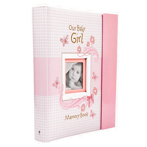 Christian Art Gifts Girl Baby Book of Memories Pink Keepsake Photo Album | Our Baby Girl Memory Book | Baby Book with Bible Verses, The First Year