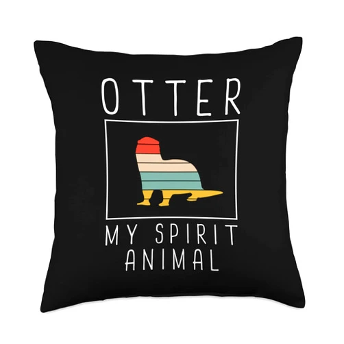 The Space Otter - Otter Décor & Animal Lover Gifts Spirit Animal Vintage Sunset Cute Women's Sea Otter Throw Pillow, 18x18, Multicolor