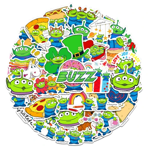 LHST 42Pcs Disney Alien Stickers for Kids, Cartoon Theme Stickers, Vinyl Movie Stickers for Adults Funny Decals Stickers for Water Bottle Gifts Stuff for Computer Laptop (Alien)