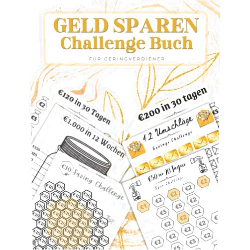 M Jack Sparplan Geld Sparen Challenge Buch: budget planner challenge deutsch : Für Geringverdiener | Monatlicher und wöchentlicher Spar Tracker | 20€ ,50€,100€ ,200€ ... Sie Ihre finanziellen Ziele (German Edition)