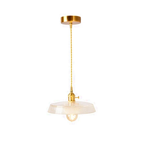 JHBHQKX Led Lights Simple Glass Single Head Bedroom Chandelier Nordic Brass Suspension Kitchen Pendent Lamp E27/E26 Droplight