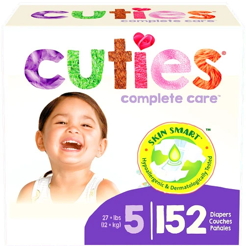 Cuties | Skin Smart, Absorbent & Hypoallergenic Diapers with Flexible & Secure Tabs | Size 5 | 152 Count