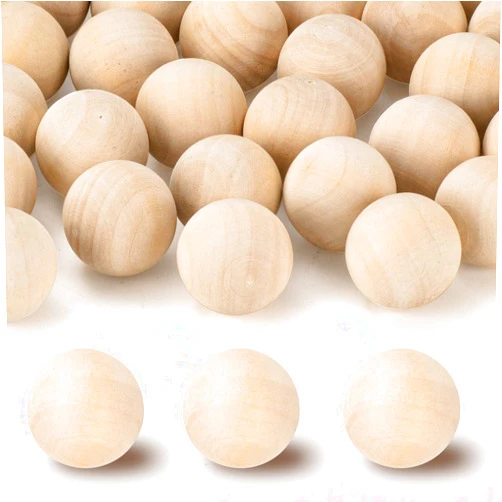 PONGJA 1 inch Wooden Balls, 120PCS Unfinished Round Wood Balls, 25mm Small Natural Wooden Balls for Crafts and DIY Decorative Projects