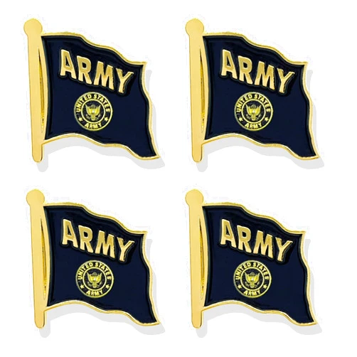 HSQCEZ 4 Pack US Army Flag Lapel Pin - US Army Gold Crest Pins Lapel Hat Backpacks Suit Decoration & Men Women Waving Patriotic Enamel Metal Badge Souvenir