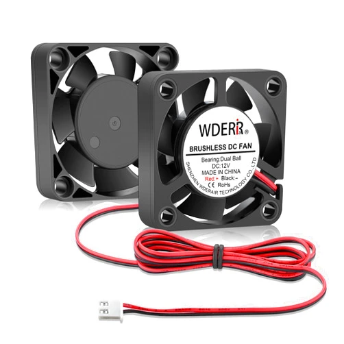 WDERAIR Small 4010 High Speed DC 12V Brushless 40mm x 10mm Dual Ball Bearing Mini 6500RPM Cooling Fan for Electronic Products 3D Printer Cooler 2-Pack