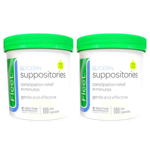Fleet - Glycerin Suppositories, Laxative, Adult Jar, 100 Each (2-Pack)