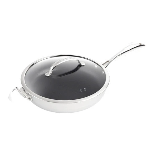 Scanpan HaptIQ 5.25qt/12.5in Nonstick Induction Suitable Cov. Saute Pan, Mirror Polished Stainless Exterior