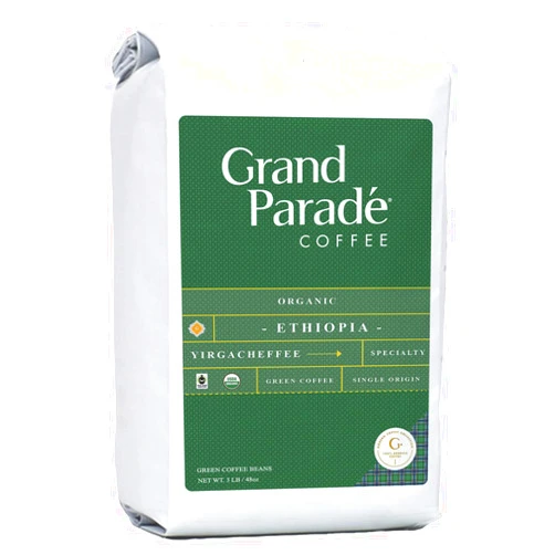 Grand Paradé COFFEE Grand Parade Coffee, 3 Lbs Organic Ethiopian Yirgacheffe Unroasted Green Coffee Beans, Low Acid Single Origin, Natural Grade 1 Specialty Arabica - Fair Trade