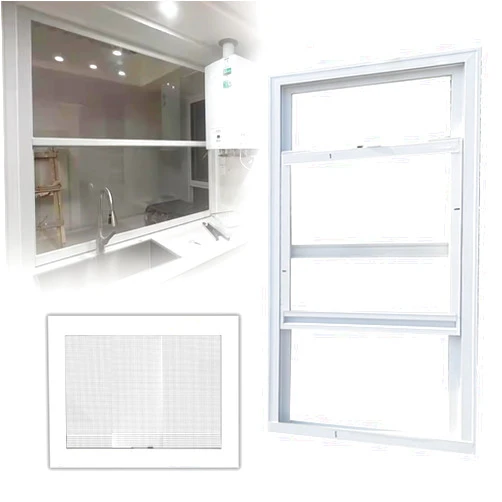 Generic Basement Window Vertical Slider Aluminum Framed Clear Replacement Window with Screen Vertical Sliding Window for Sheds Houses Bathroom(White,10x43in)
