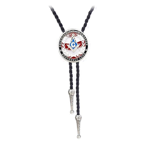 JPJZY BRBAM Freemason Symbol Bolo Tie for Men Masonic Square and Compass Bolo Necktie Jewelry