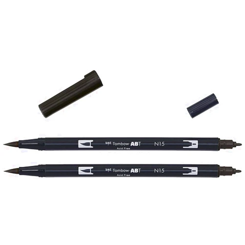 Tombow Abt Dual Brush Pen N15 Black Pack of 2