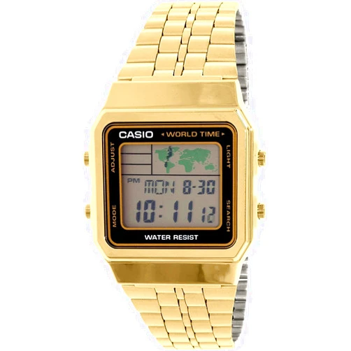 Casio A500WGA-1D Men's Vintage Collection Gold Tone Alarm Chronograph World Time Digital Watch