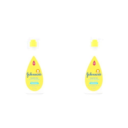 Johnson's Baby Head-To-Toe Gentle Baby Body Wash & Shampoo, Tear-Free, Sulfate-Free & Hypoallergenic Bath Wash & Shampoo for Baby's Sensitive Skin & Hair, Washes Away 99.9% Of Germs, 18 Fl. Oz