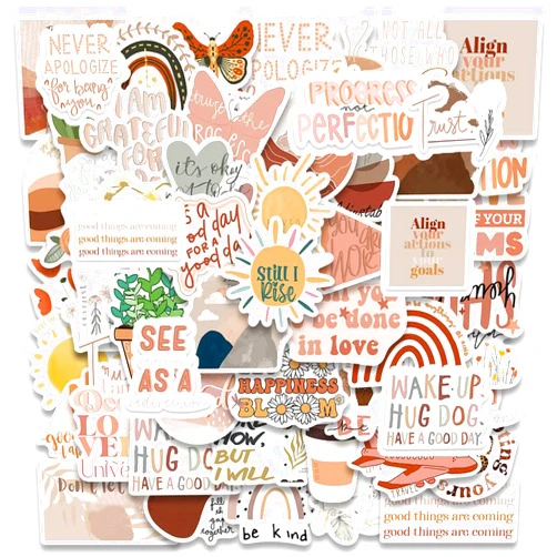 Bcrafene 50PCS Vintage Inspirational Stickers,Motivational Aesthetic Stickers for Women Adults Kids Teen Teachers,Vinyl Waterproof Positive Decals for Laptop,Water Bottles,Phone Case,Scrapbook,Journal