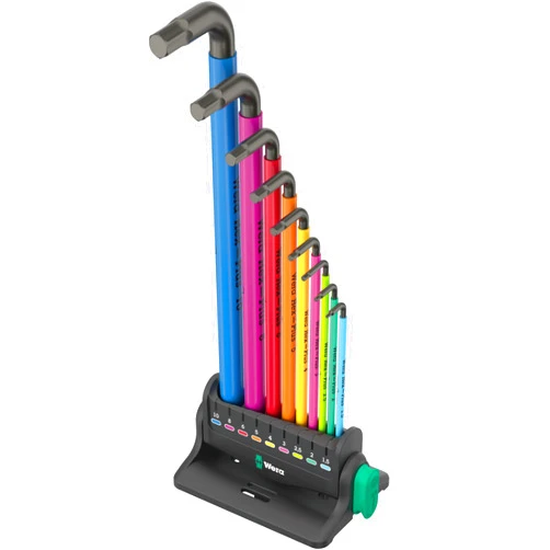WERA - 05133165001-950/9 Hex-Plus Multicolour 3 L-Key Set, Metric, BlackLaser, 9 Pieces