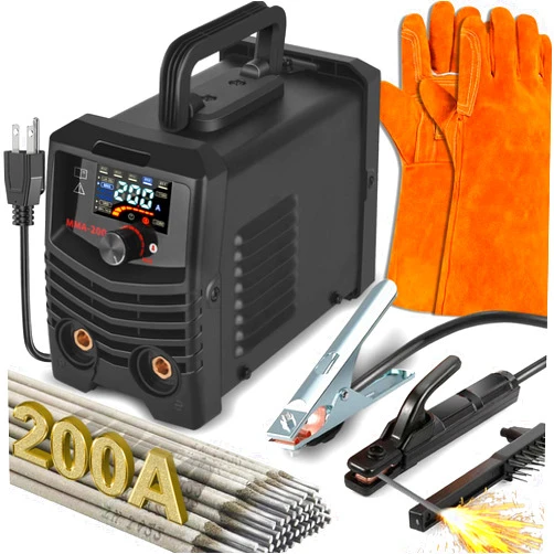 SUNMORN 200Amp Super MINI Welding Machine, Large LED Display 15PCS Welding Rods Gloves Hammer LITTLE Welder Machine, IGBT Inverter Stick Welder with Hot Start Arc Force Anti-Stick ARC Welder