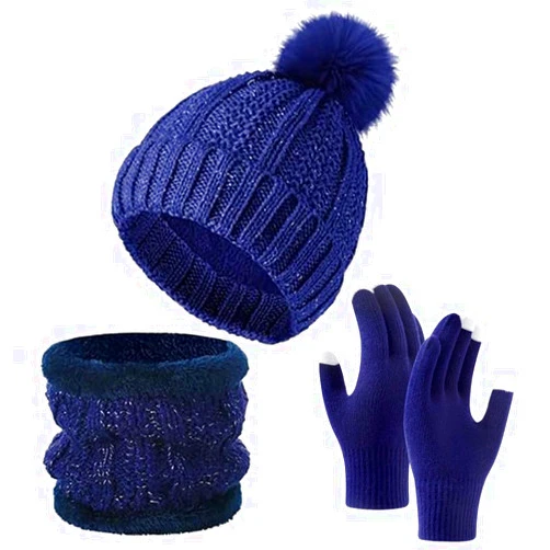 Hesxuno Winter Beanie Hat Scarf Gloves Set Thick Winter Scarves Fleece Neck Warmer Warm Knit Beanies Gifts for Men Women