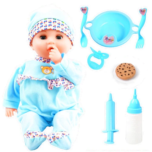 Toy Choi's Interactive Baby Doll - 16 Inch Crying Talking Feeding Dolls with Different Sounds and Accessories, Pretend Play Preschool Toys for 2 3 4 5+ Year Old Girls Boys Gift, Blue