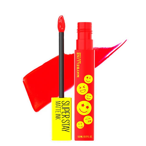 Maybelline Super Stay Matte Ink Liquid Lip Color, Moodmakers Lipstick Collection, Long Lasting, Transfer Proof Lip Makeup, Energizer, Bright Red, 1 Count