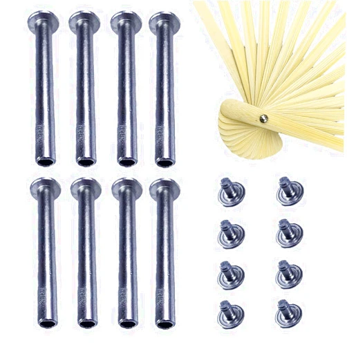 MengMain Folding Fan Shaft Rivets and Nuts Repair Kit,8 Pack 30mm/1.18 Inch Handheld Fan Solid Shaft Replacement Fasteners for Handmade Folding Fans Bamboo Paper Fans Cloth Fan Accessories (3.0)