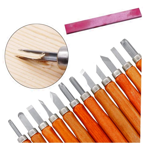Artensky 13Pcs Wood Carving Chisels Tools Kit Carve Scalpel DIY Craft Art Hand Chisel with Whetstone