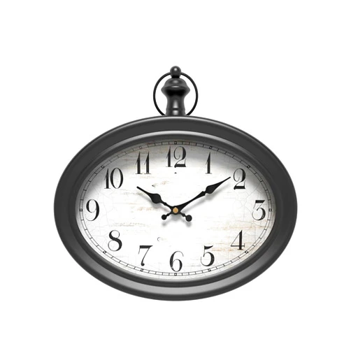 Generic Vintage Oval Wall Clock, Silent Battery Powered, Suitable for Farmhouse, Living Room, Kitchen, Bedroom, Bathroom Decoration(Retro Black)