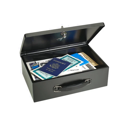 MMF Industries STEELMASTER Fire-Retardant Steel Security Chest with Key Lock | Black | Includes 2 Keys | Durable Steel & Double Insulated Walls | Lab Tested Fireproof Security Box