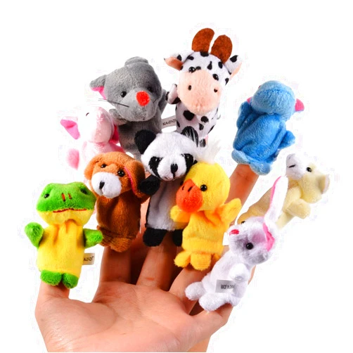 Acekid 10pcs Soft Plush Animal Finger Puppets Set Baby Story Time Velvet Animal Style for Toddlers
