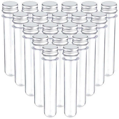 HNYYZL 20PCS Test Tubes,45ml Clear Plastic Test Tubes with Screw Caps,25x140mm Tube for Scientific Experiments,Party Decoration,Candy,Bath Salt