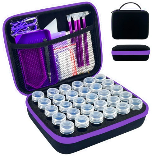 LIRUNQIU Diamond Painting Storage Containers, 30 Slots Diamond Art Accessories and Tools Kits Storage Box