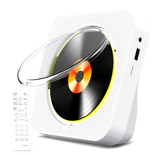 KOVCDVI CD Player Bluetooth Desktop CD Players for Home Portable CD Player with Speakers Dual 5W Playback Light Remote Control Dust Cover Display FM Radio Timer Headphone USB SD Card AUX Playback