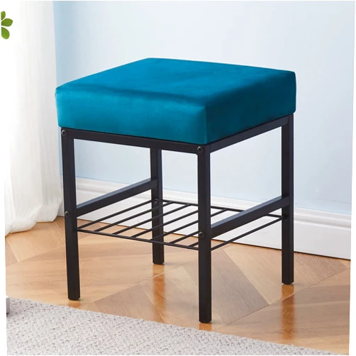 Cpintltr Multifunctional Vanity Stools Velvet Footstool Ottoman Shoe Changing Stool Makeup Stool Storage Stool Footrest Vanity Stool Small Footstool Pouf Ottoman Ottoman Stool for Makeup Room Teal