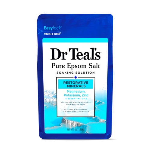 Dr Teal's Epsom Salt Magnesium Soak, Restorative Minerals with Magnesium, Potassium & Zinc, 3 lbs