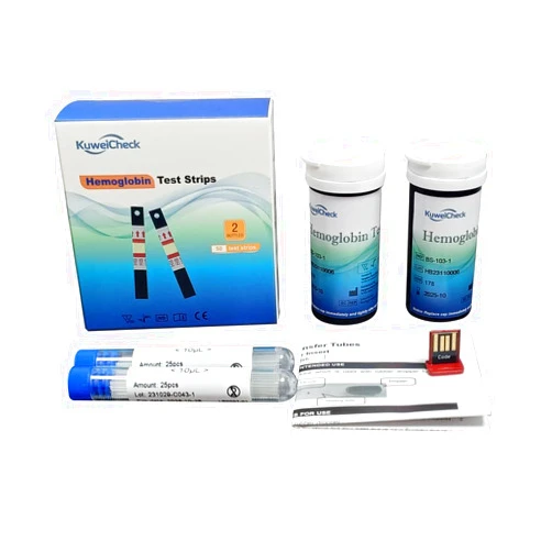KuweiCheck Hemoglobin Strips 50 pcs with 50 pcs Capillary Tubes