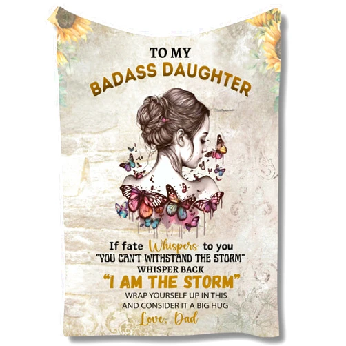 Sixsenses To My Badass Daughter Blanket from Dad and Mom - Badass Daughter Blanket from Dad and Mom - Badass Daughter Blanket Gift from Dad and Mom for Daughter (To My Badass Daughter Blanket)