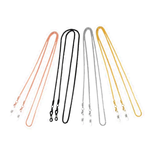 NUSITOU 4 Pcs Metal Copper Glasses Chain Set, Non-skid Decorative Eyeglass Accessory Lanyards for Women, Versatile Sunglasses Rope in Black, Gold, Silver, and Rose Gold Colors for Daily