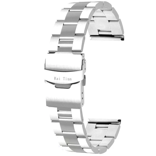 Kai Tian Stainless Steel Tapered Watch Band 20mm 22mm 24mm Brushed & Polished Metal Watch Bands for Men Women Replacement Straps Black Silver