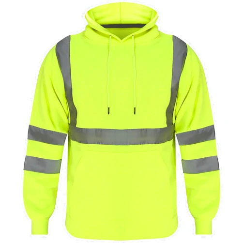 Cotton World Men's Reflective Safety High Visibility Pullover Sweatshirt Hoodie