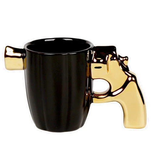 loobuu Fashion Ceramic Coffee Tea Cup, Special Cool Coffee Mug 3D Cool Pistol Design Durable Coffee Tea Cup Attractive Mugs Personalized Porcelain Gifts for Men Women - 12OZ (Pistol)