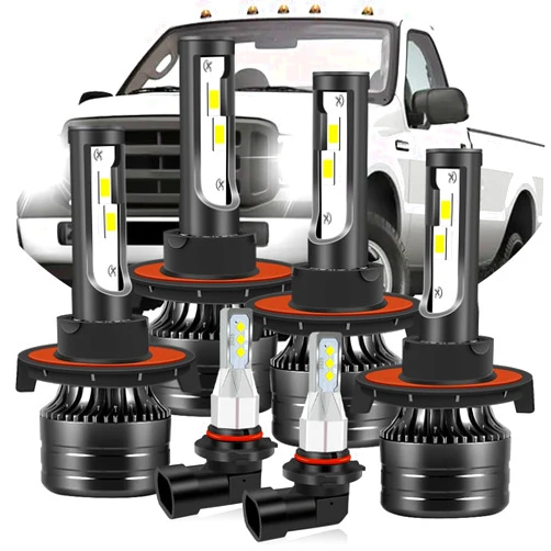 RXTSQI H13/9008 Hi Lo Headlight bulbs+9145 Fog Light Bulbs,Fit for 2005-2022 Ford F250 F350 F450 F550 Super Duty,6000K Cool White 35000LM, Canbus Ready Light Bulbs,Real 1:1,IP68,6PCS
