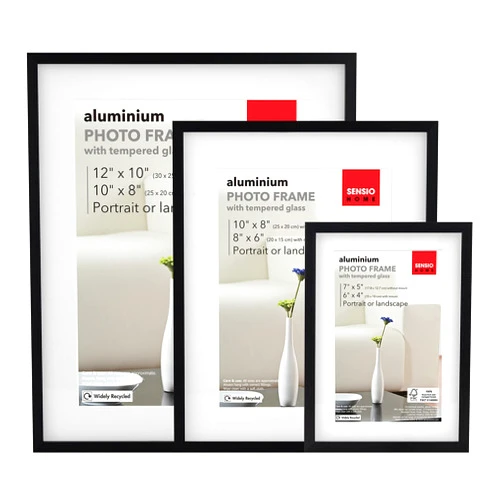 SENSIOHOME Sensio Home 3 Pack Photo Frame Aluminium Black Various Sizes Tempered Safety Glass Premium Quality (3 Pack, Black)