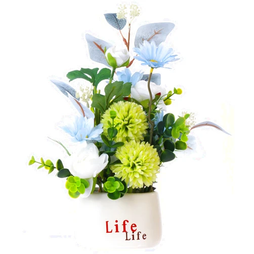 Kimura's Cabin Artificial Flowers Plant Suit Green Potted，for Home Office Decoration Party Decoration(Grass Green)